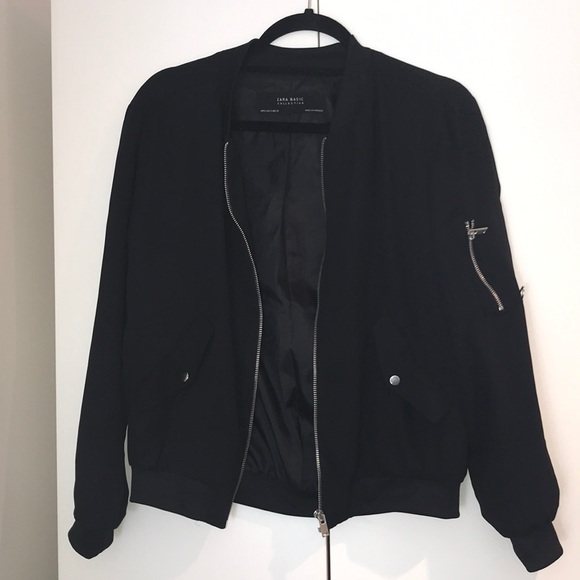 Zara Jackets & Blazers - Zara black bomber zip up jacket